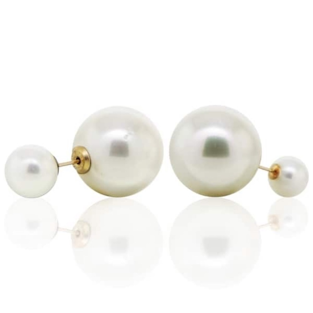 Double sided pearl earrings